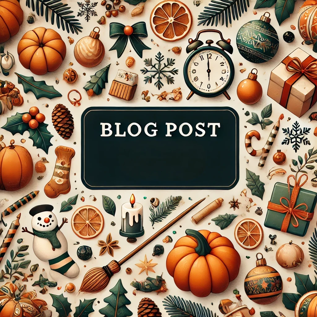 A blog post thumbnail image with a festive theme.