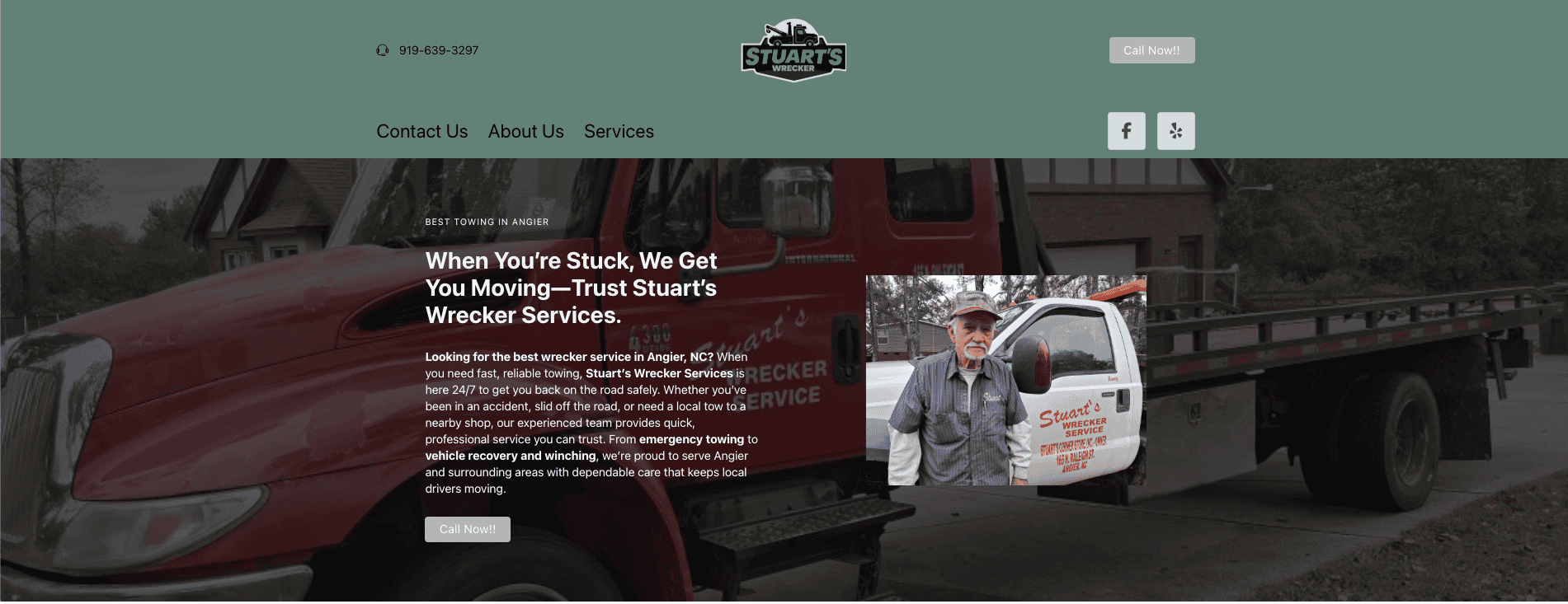 Reliable towing and vehicle recovery in Angier, NC. Call Stuart's Wrecker for 24/7 professional roadside assistance.